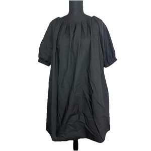 Magari Women's SMALL Black Cotton Babydoll Balloon Dress Loose Made in Italy